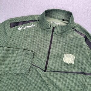 Columbia Pullover Mens Large Green Ohio Bobcats Quarter Zip Textured RN 138859